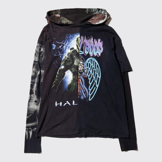 *one-off hybrid hooded cut sew