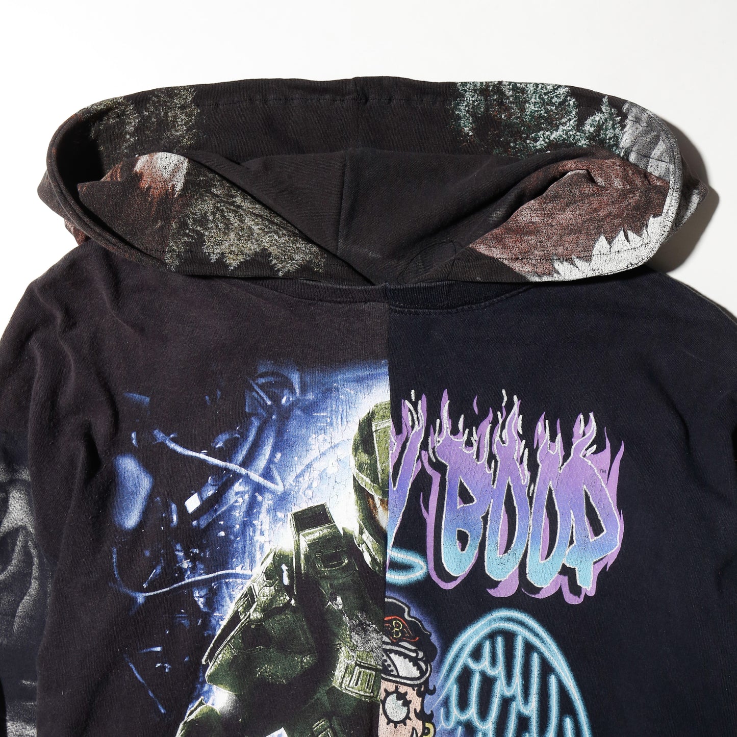 *one-off hybrid hooded cut sew