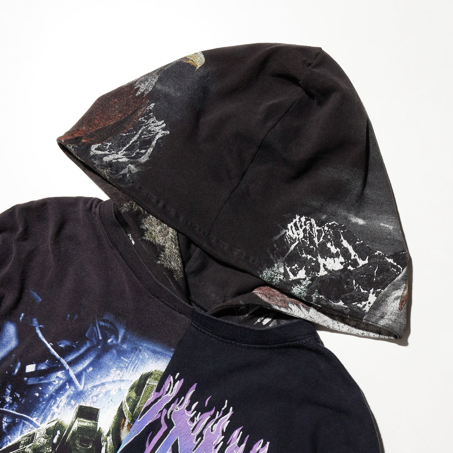 *one-off hybrid hooded cut sew