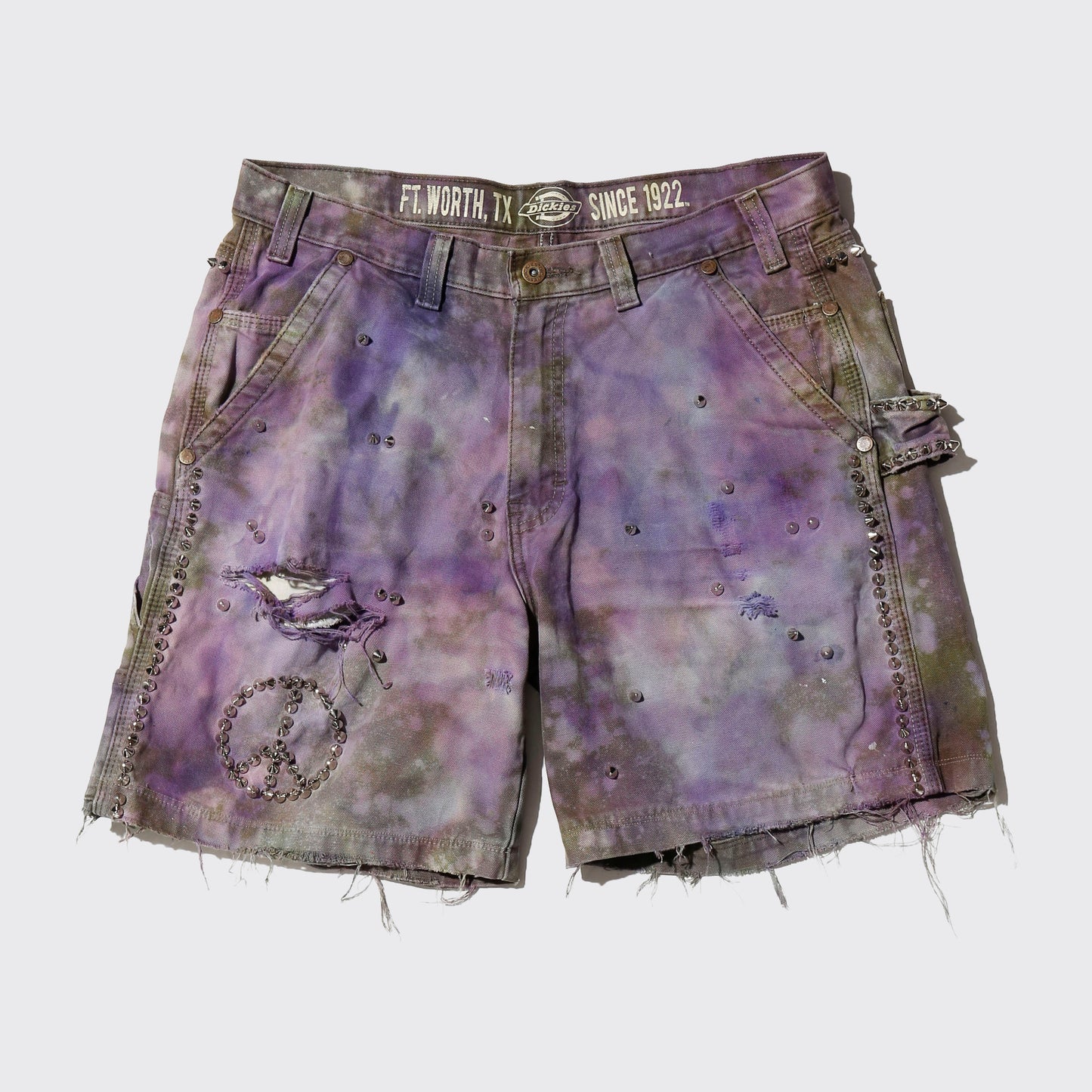 *one-off dickies custom broken aurora shorts, *cut off