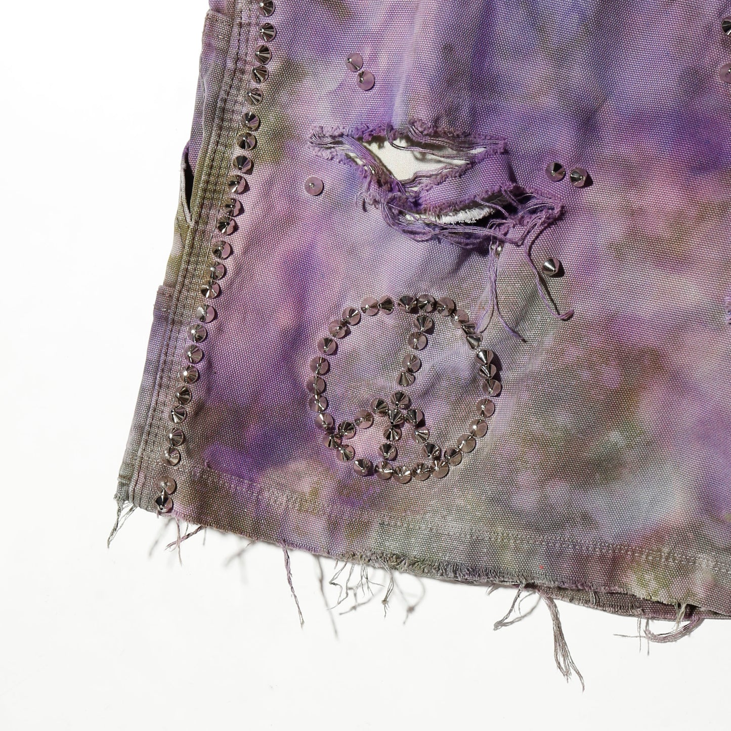 *one-off dickies custom broken aurora shorts, *cut off