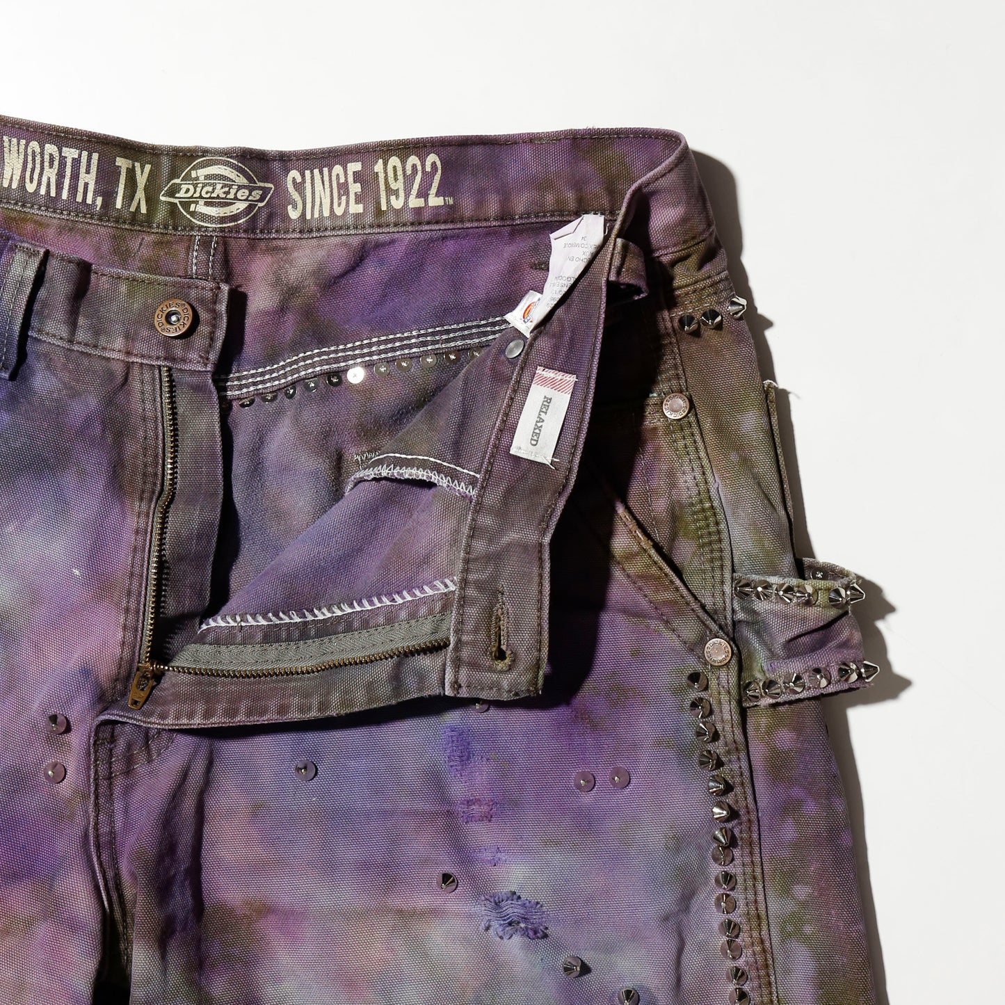 *one-off dickies custom broken aurora shorts, *cut off
