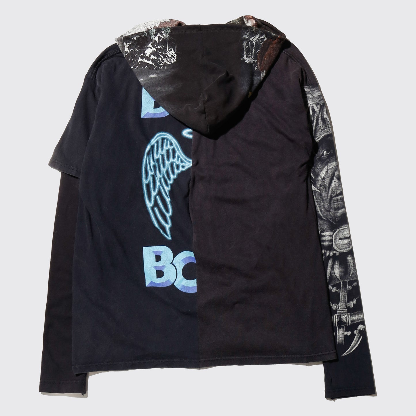 *one-off hybrid hooded cut sew
