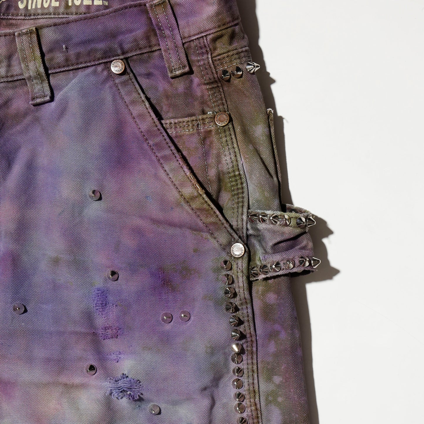 *one-off dickies custom broken aurora shorts, *cut off
