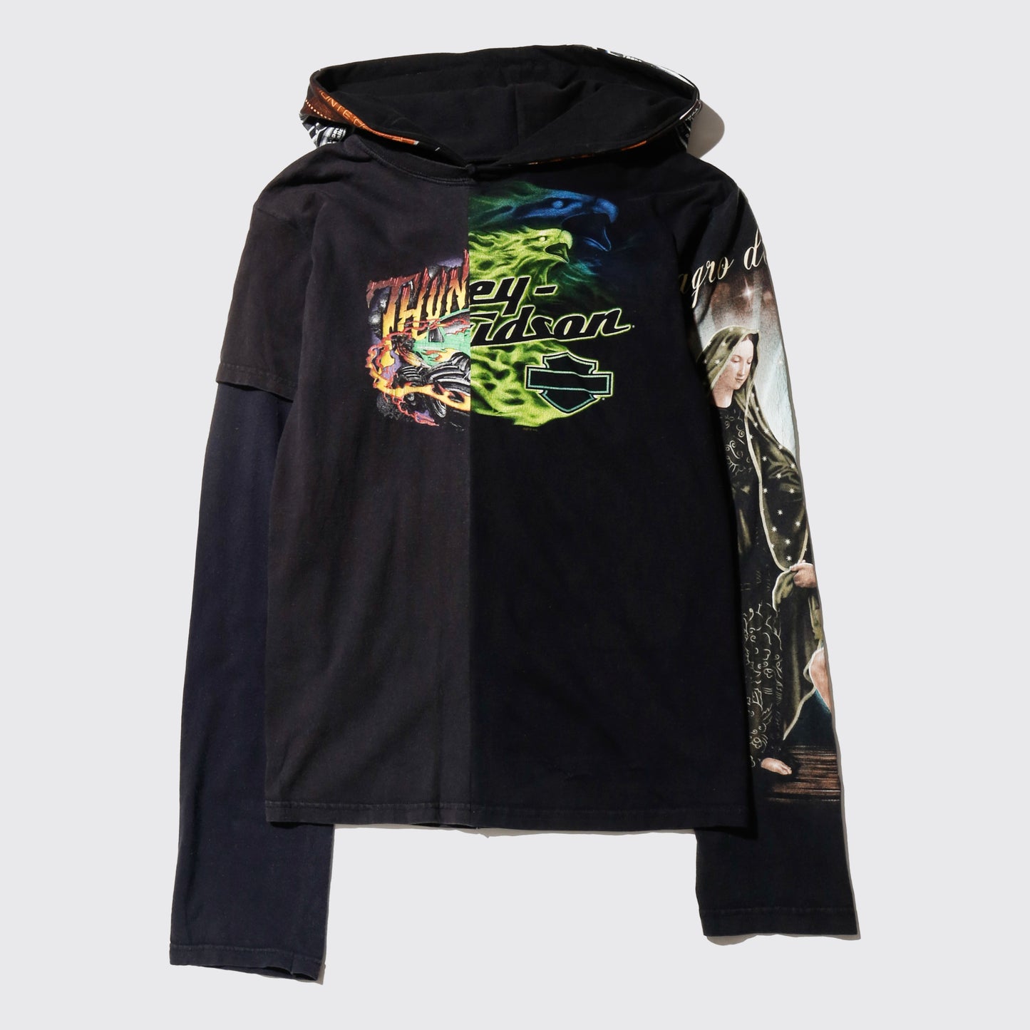 *one-off hybrid hooded cut sew