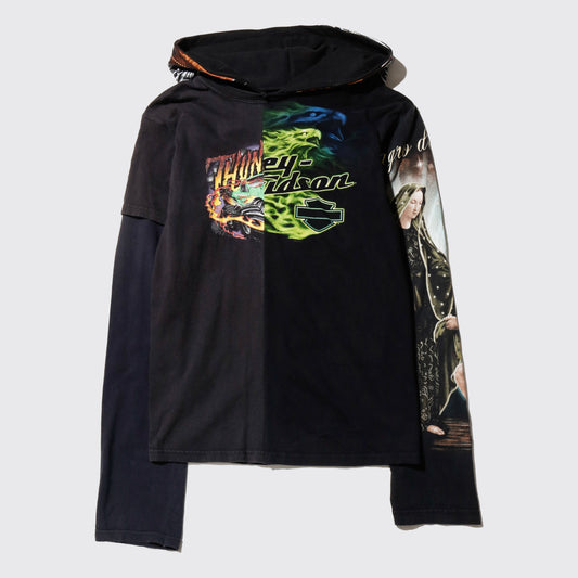 *one-off hybrid hooded cut sew