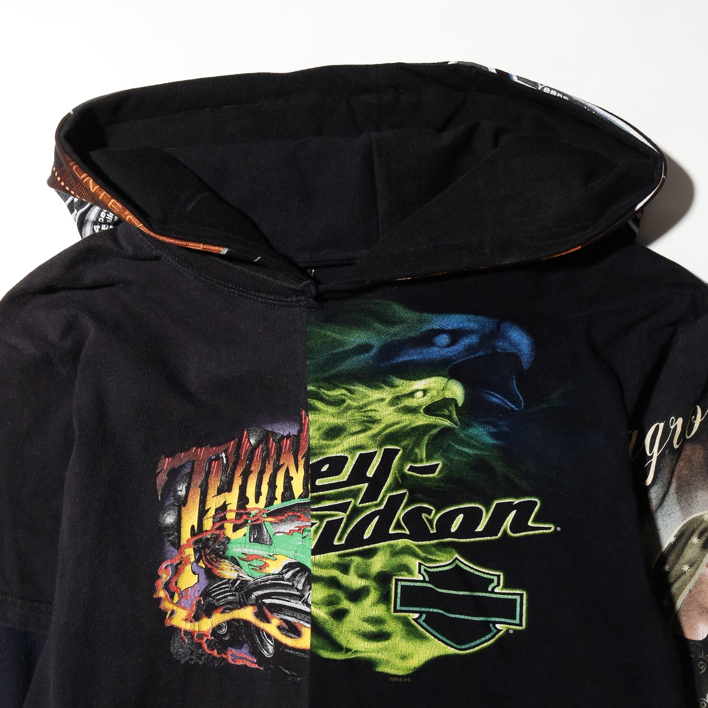 *one-off hybrid hooded cut sew