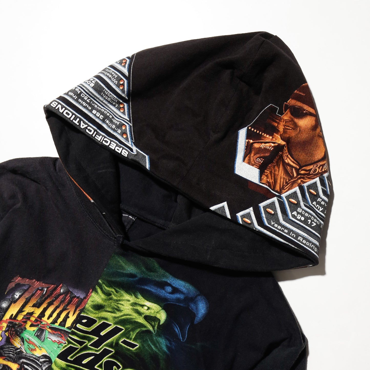*one-off hybrid hooded cut sew
