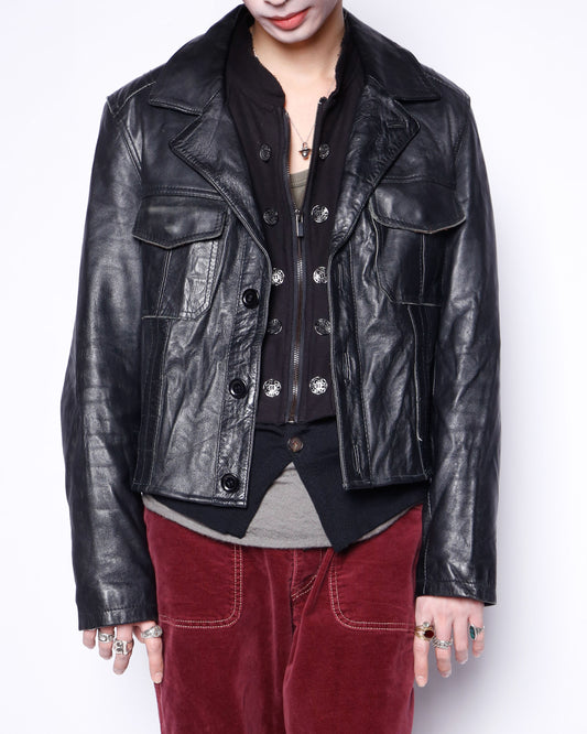 vintage leather trucker jacket