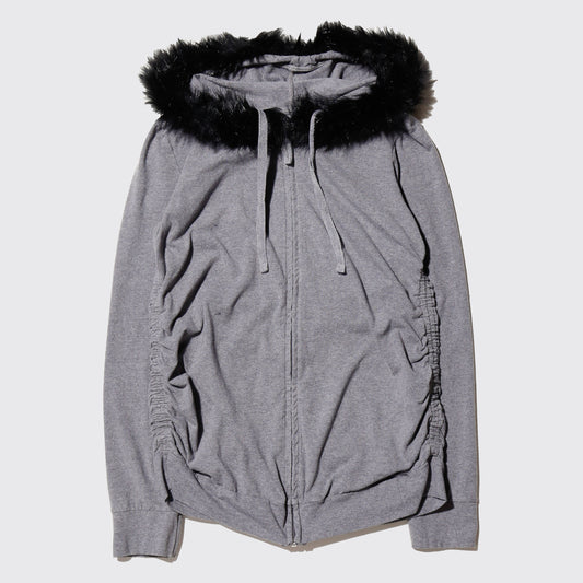 vintage fur zip hoodie