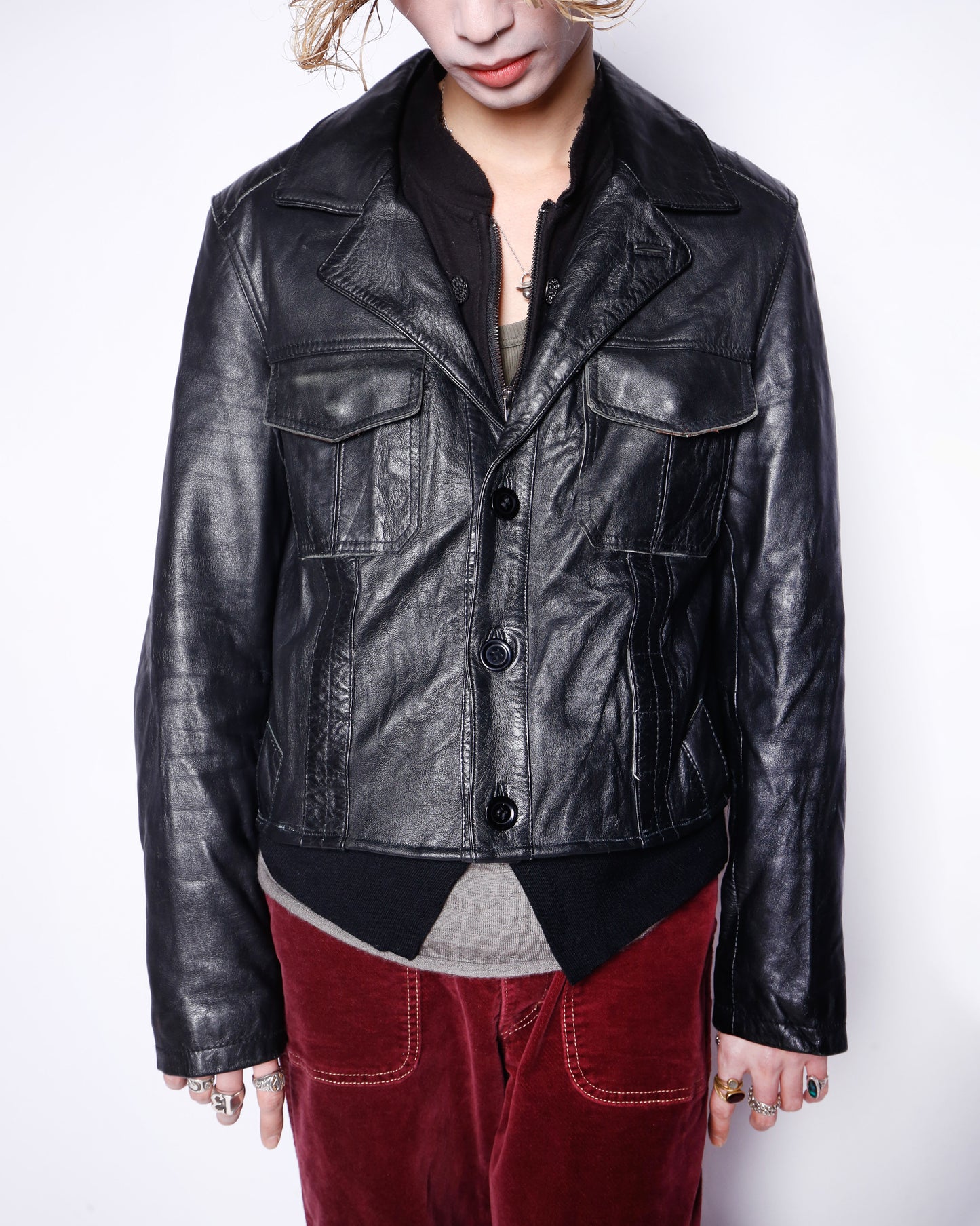 vintage leather trucker jacket