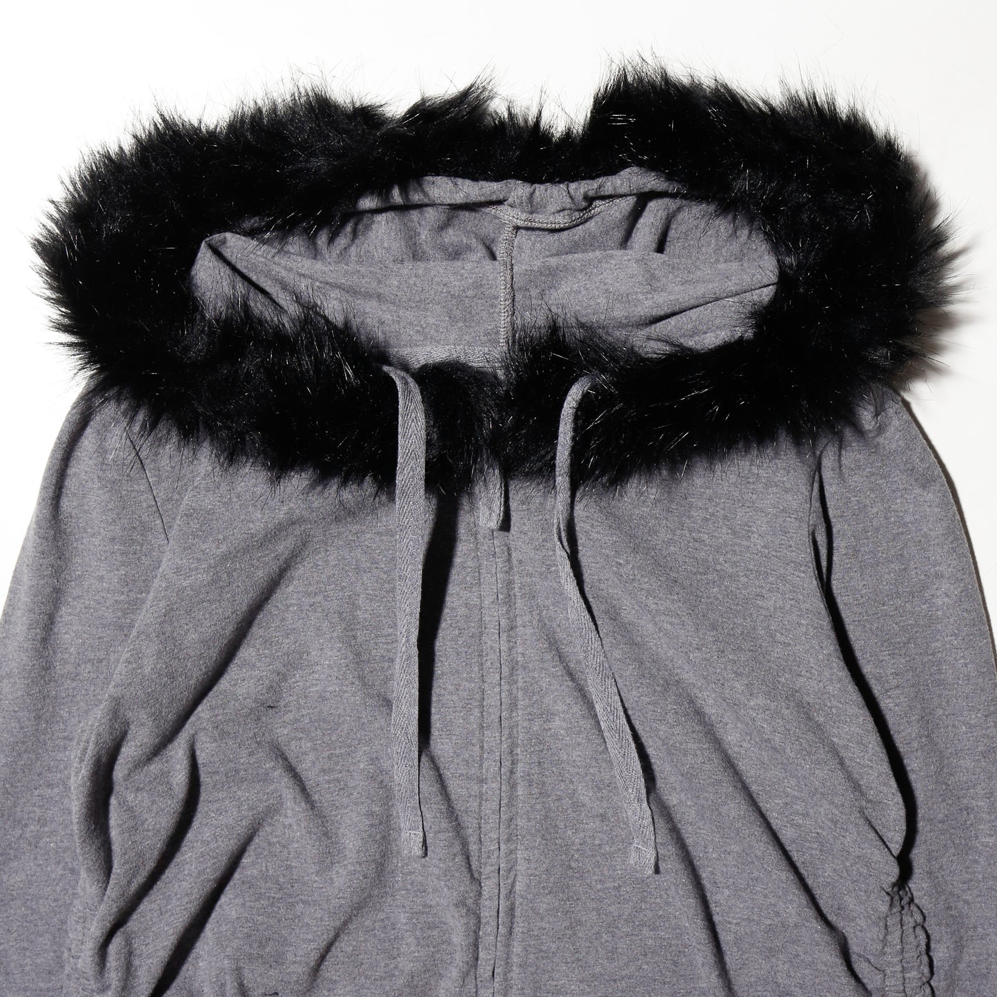 vintage fur zip hoodie