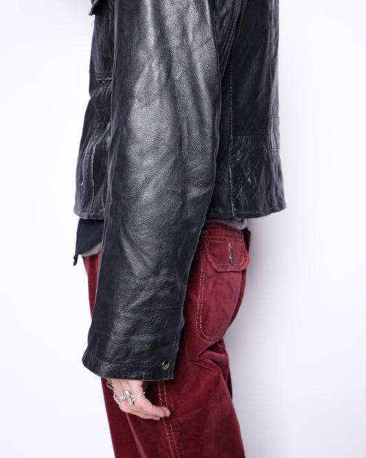 vintage leather trucker jacket