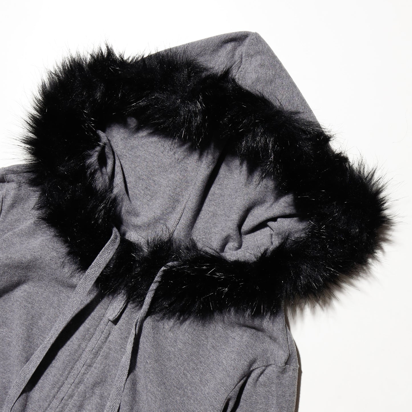 vintage fur zip hoodie