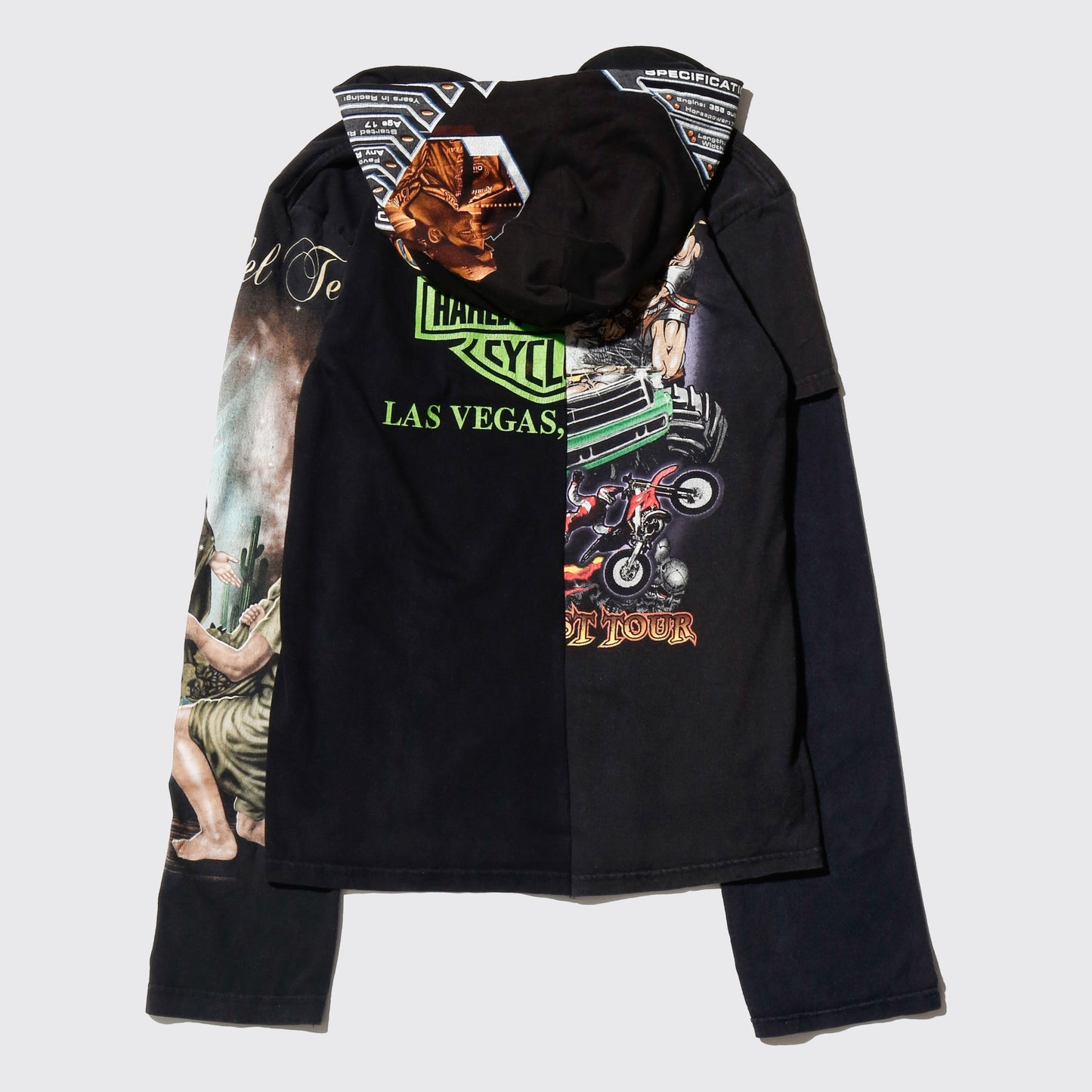 *one-off hybrid hooded cut sew