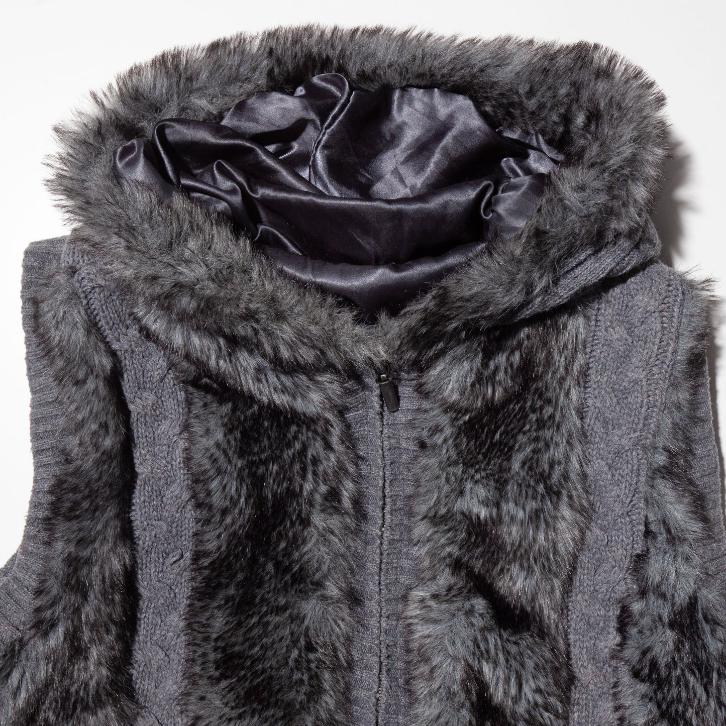 vintage hooded fur vest