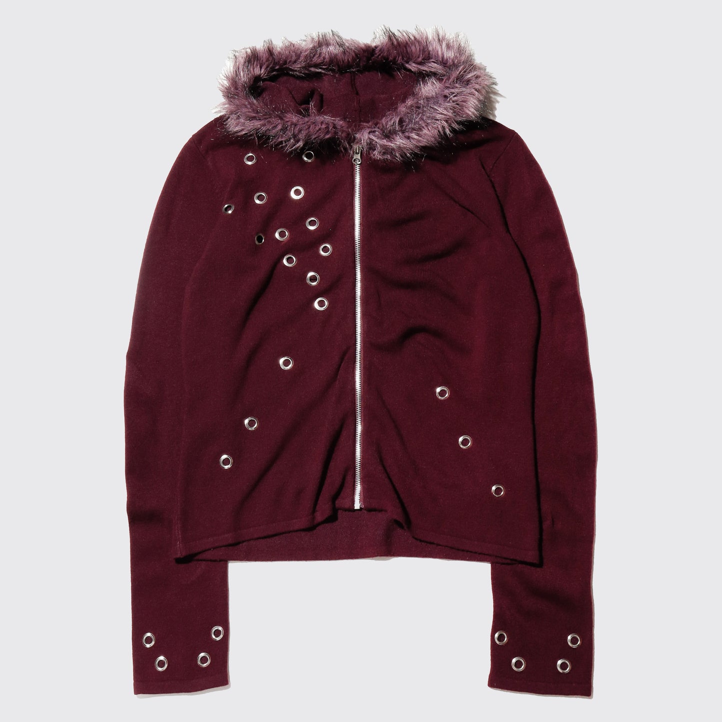 vintage eylet fur knit hoodie