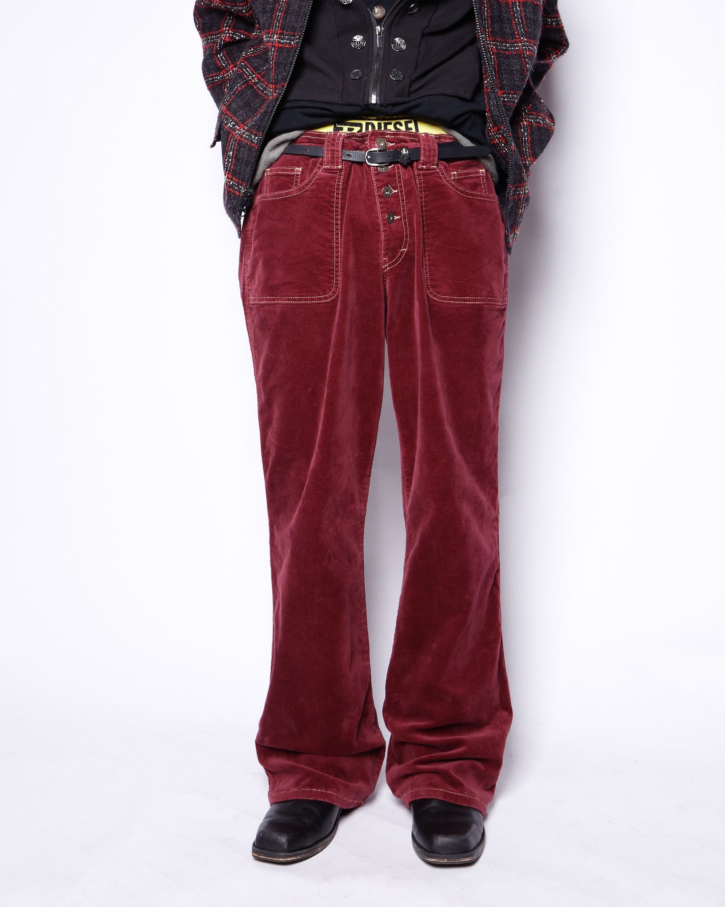 vintage velvet flare trousers