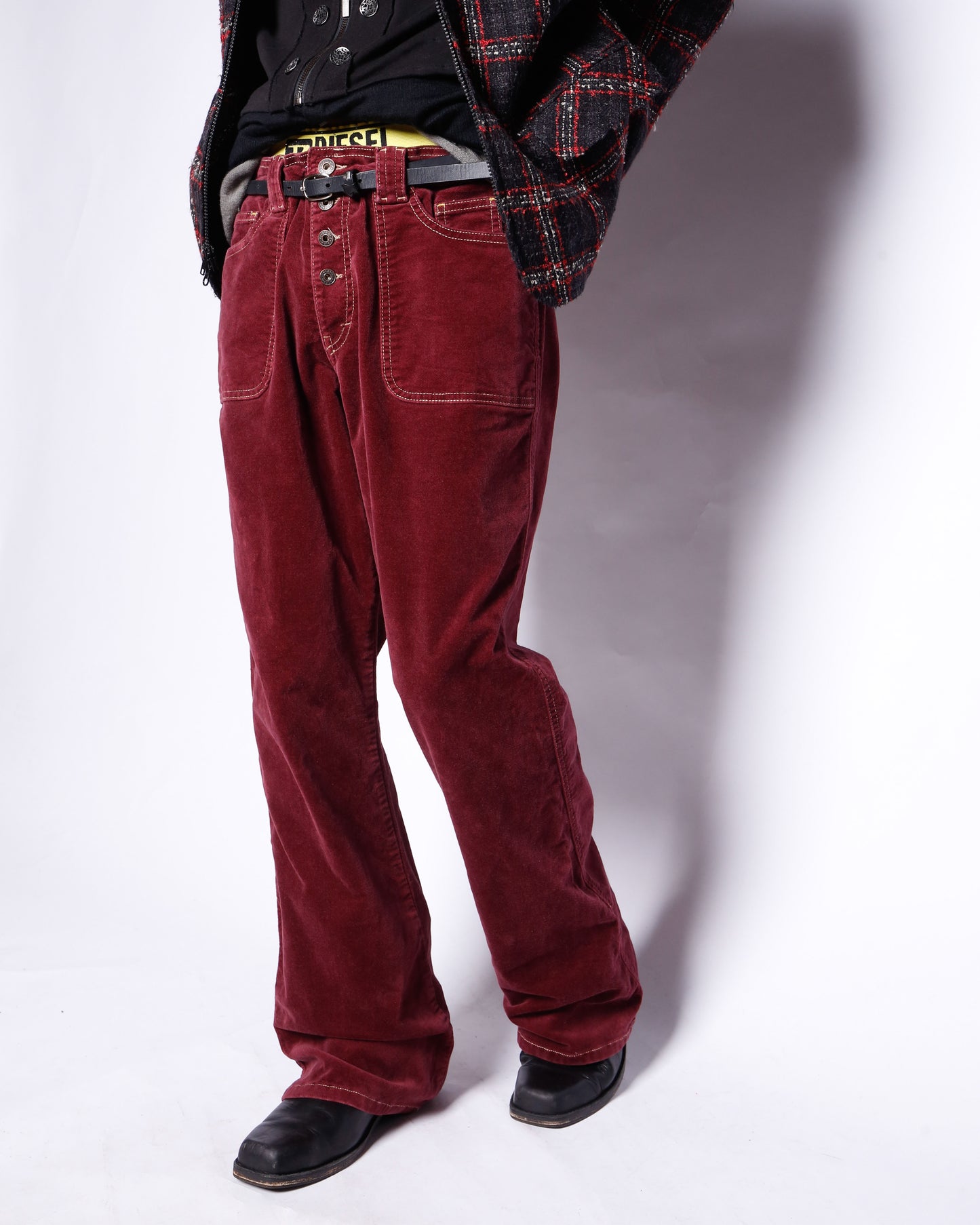 vintage velvet flare trousers