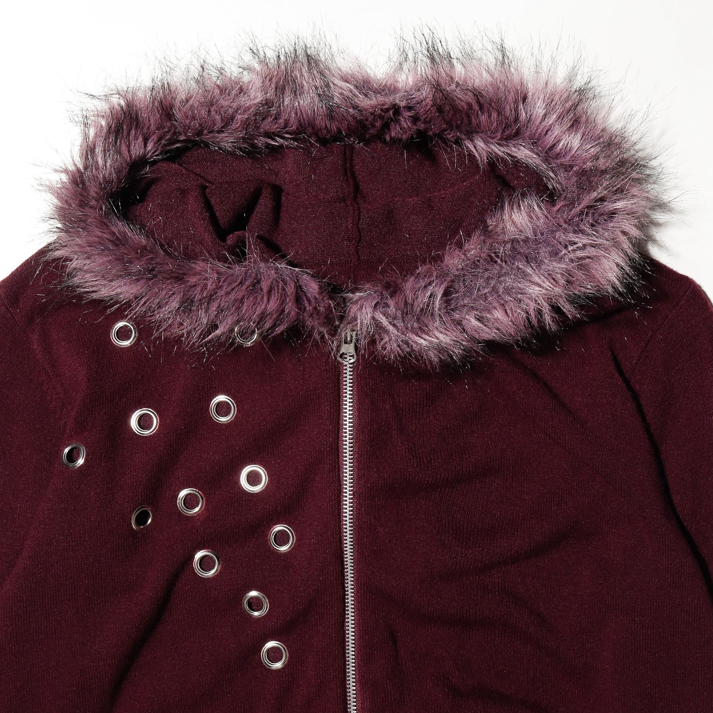 vintage eylet fur knit hoodie