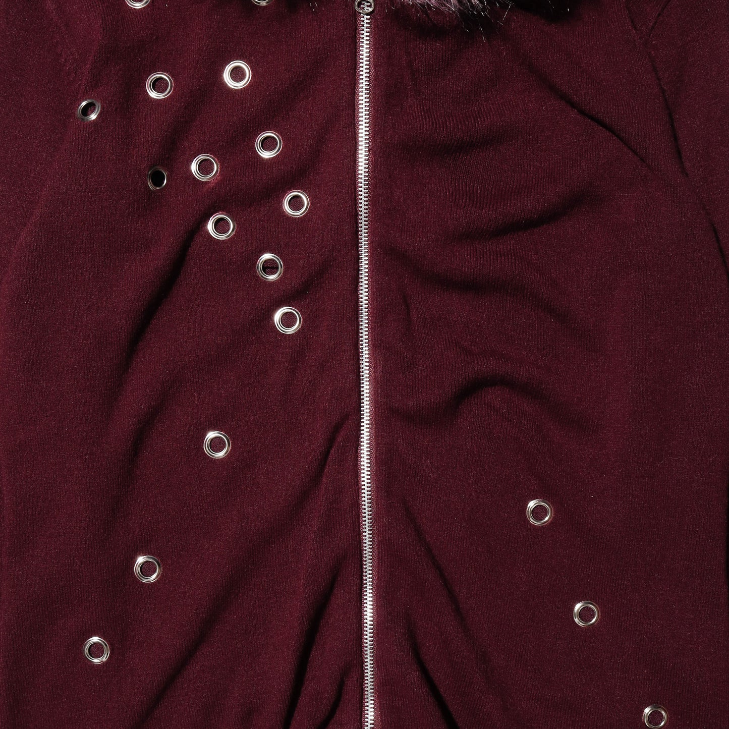 vintage eylet fur knit hoodie