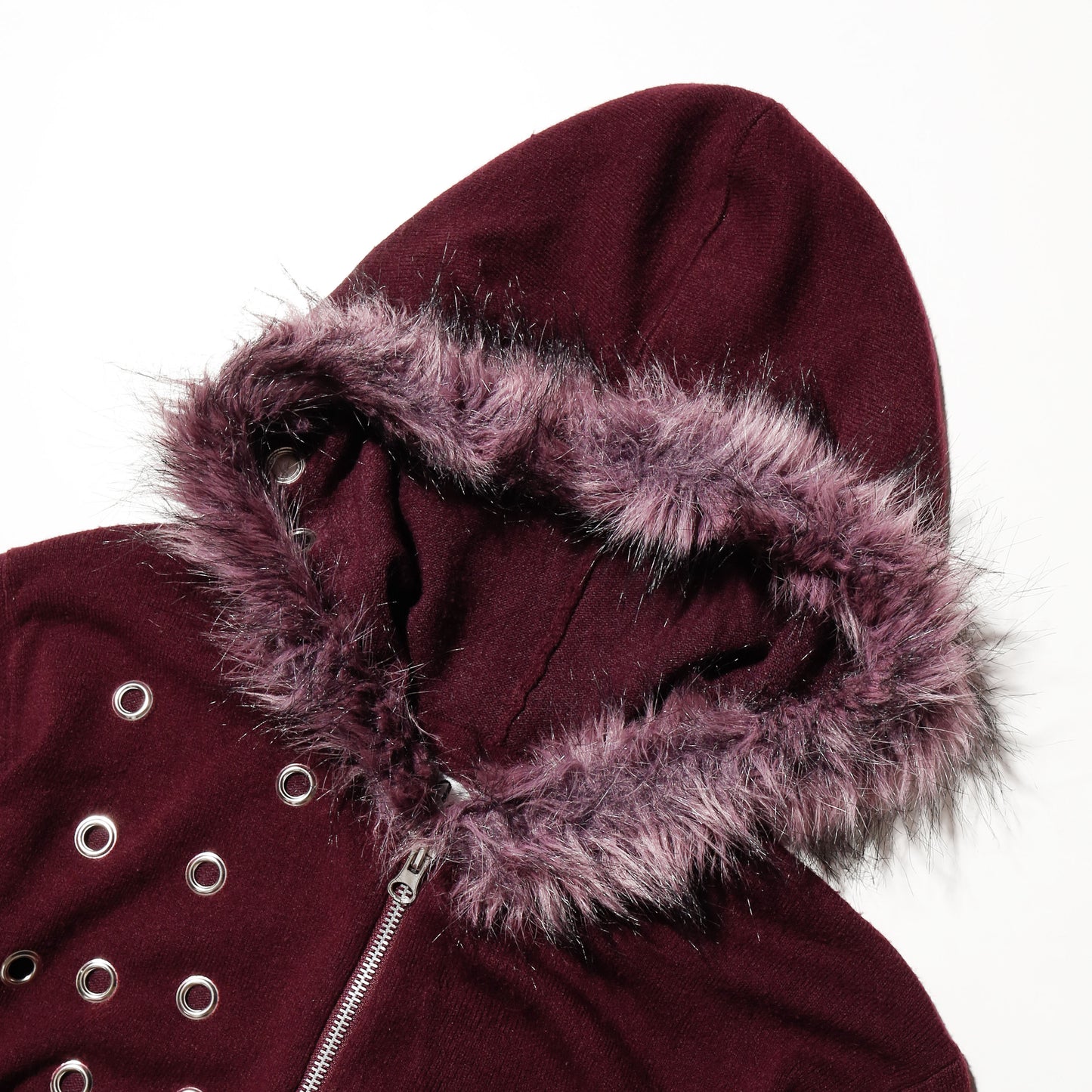 vintage eylet fur knit hoodie