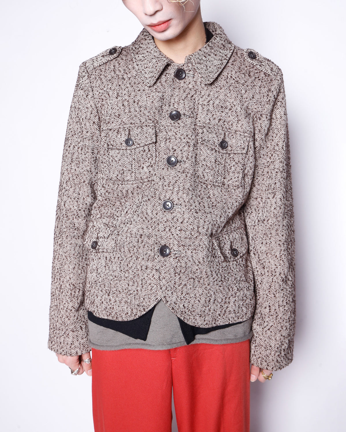 vintage tweed officer jacket