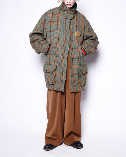 vintage uk check wool storm jacket , with copper badge