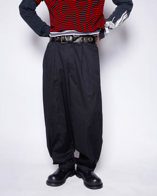 vintage tucked tapered twill trousers