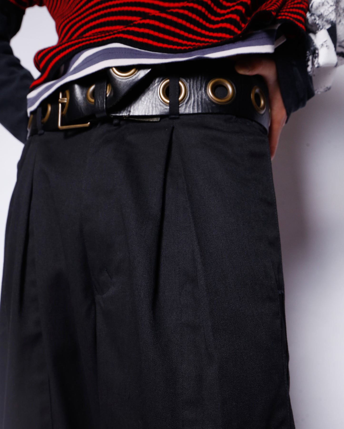 vintage tucked tapered twill trousers