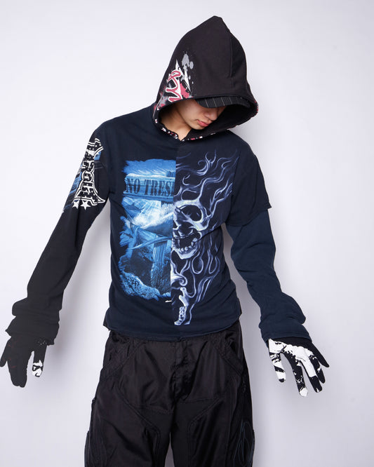 *one-off hybrid hooded cut sew, with detachable globes