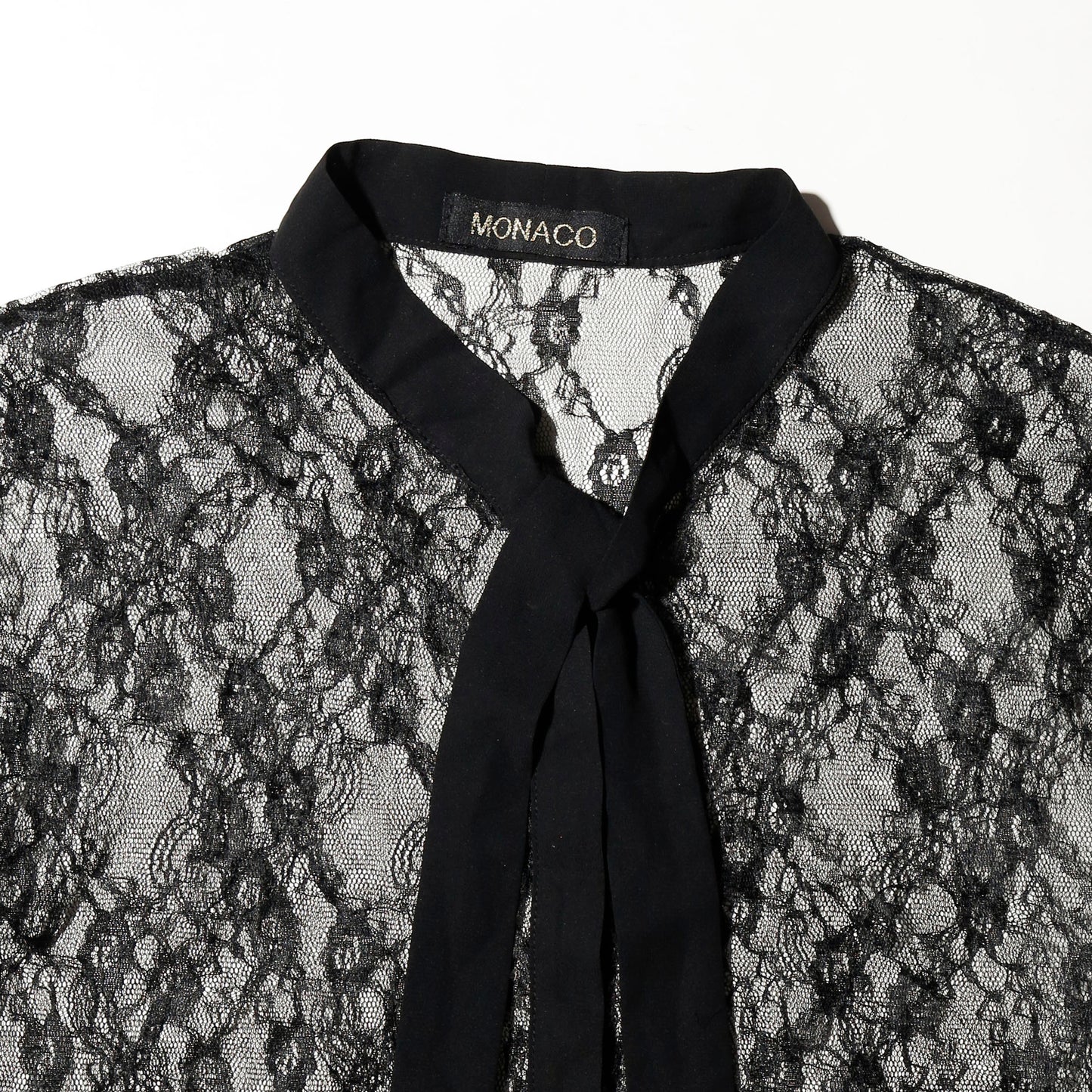 vintage w-fringe bowtie sheer blouse