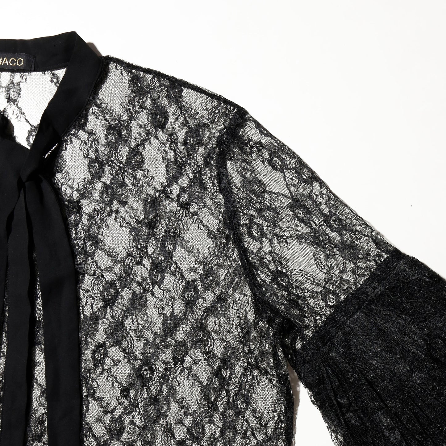 vintage w-fringe bowtie sheer blouse