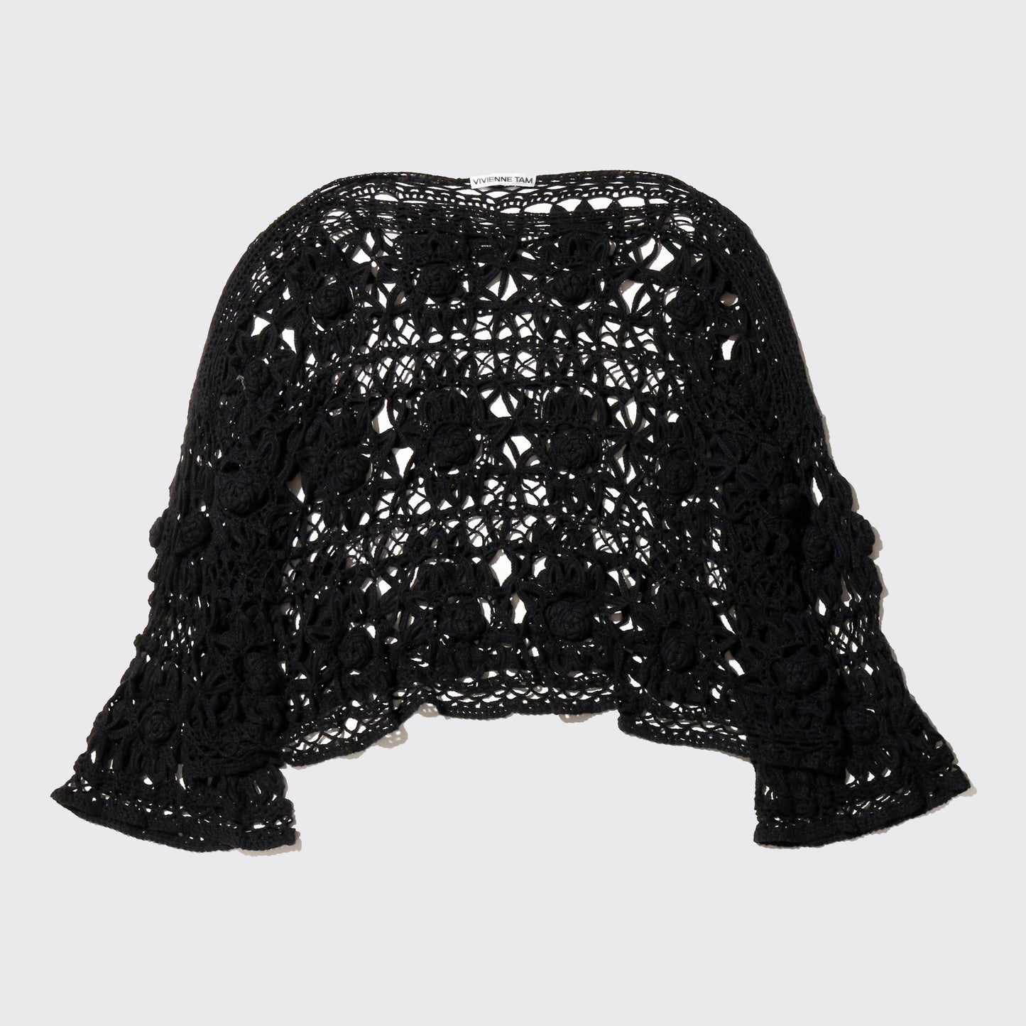 vintage cropped crochet wide pullover