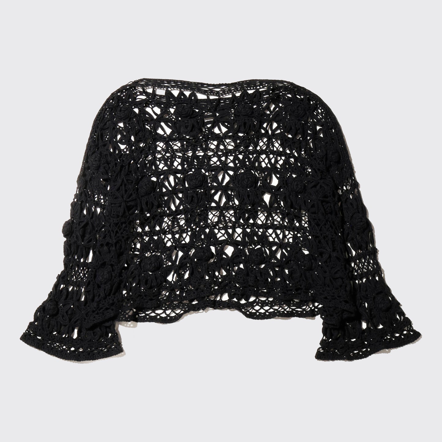 vintage cropped crochet wide pullover