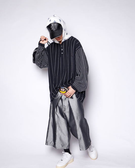 *one-off hybrid stripe hoodie