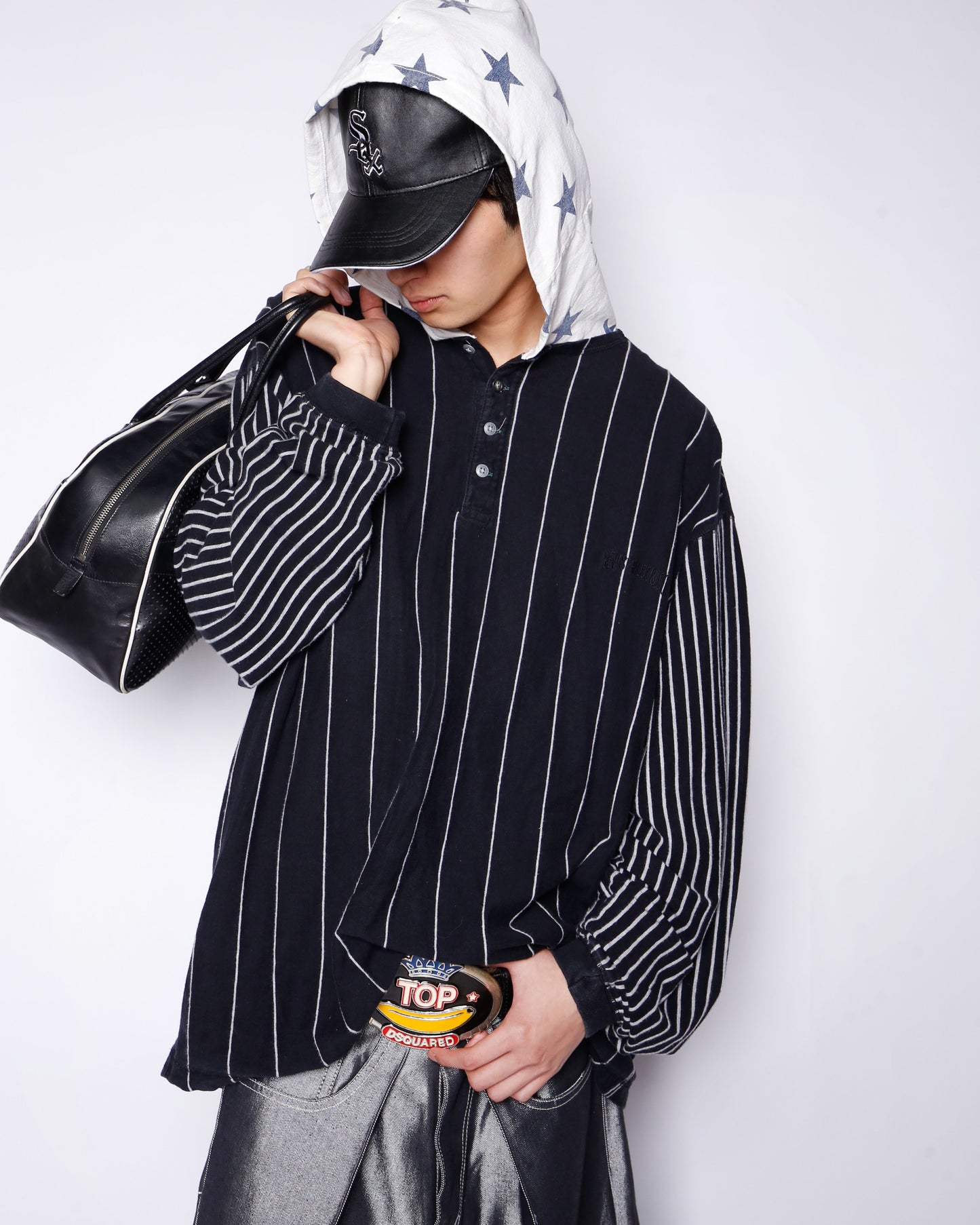 *one-off hybrid stripe hoodie