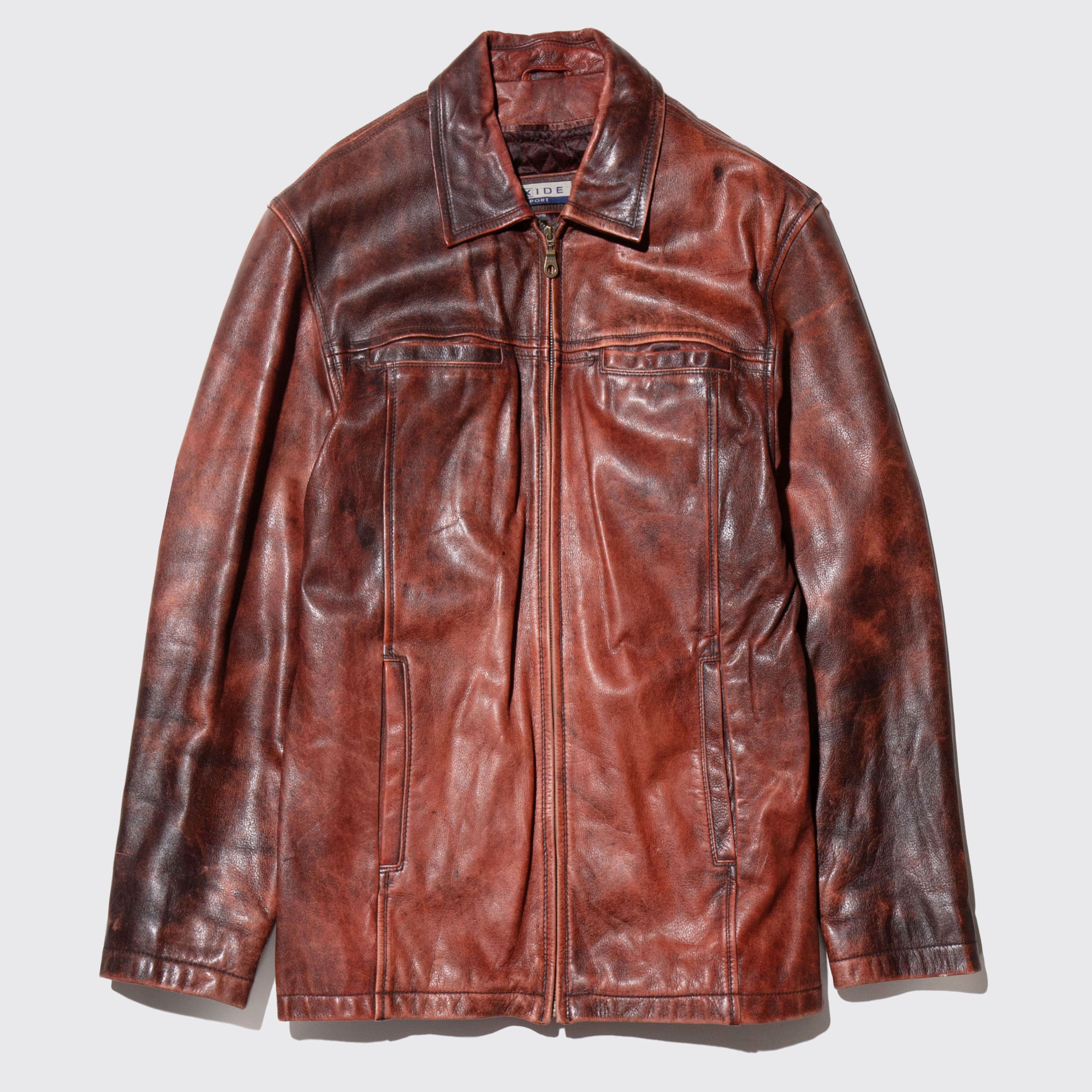 vintage faded leather jacket