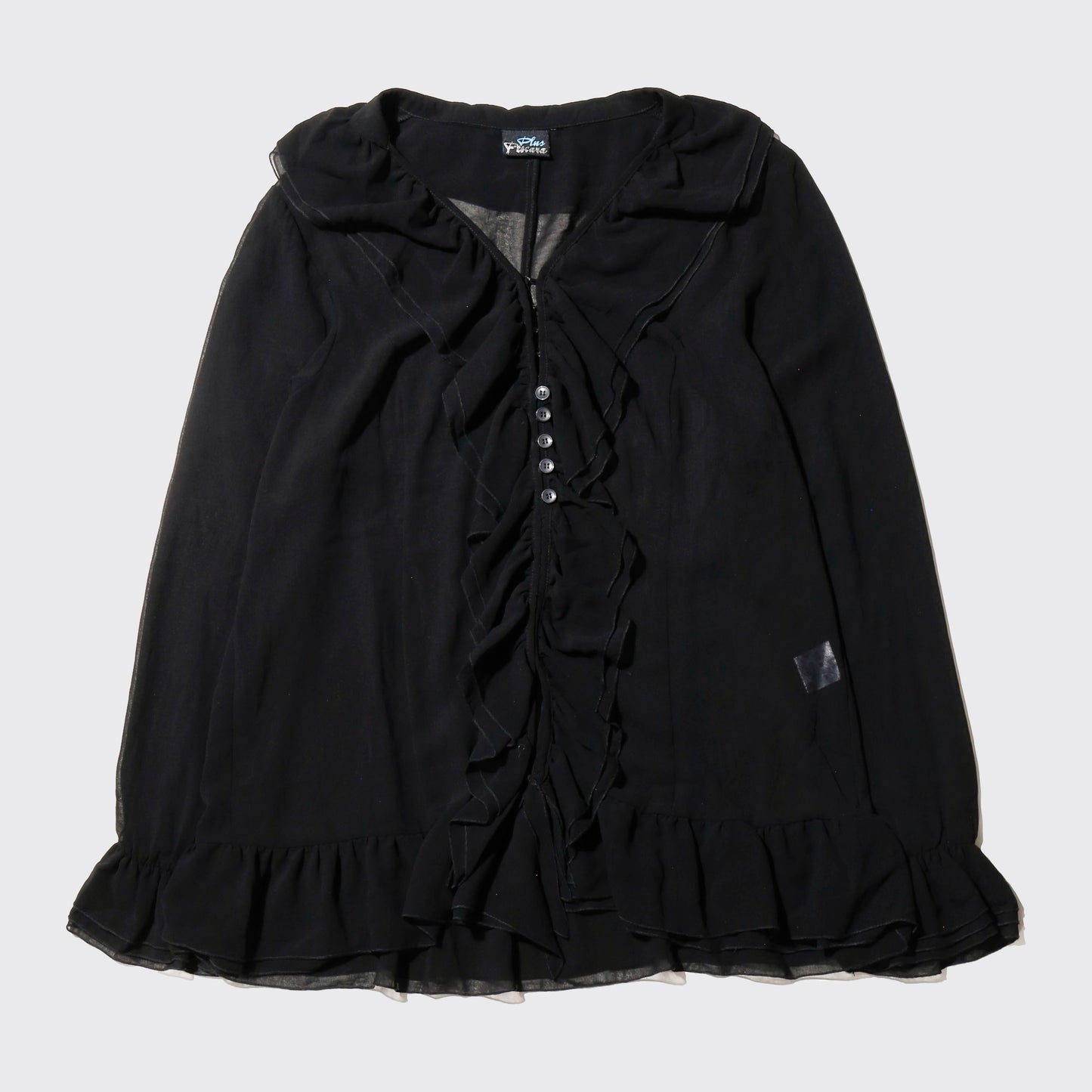 vintage ruffle sheer drape blouse