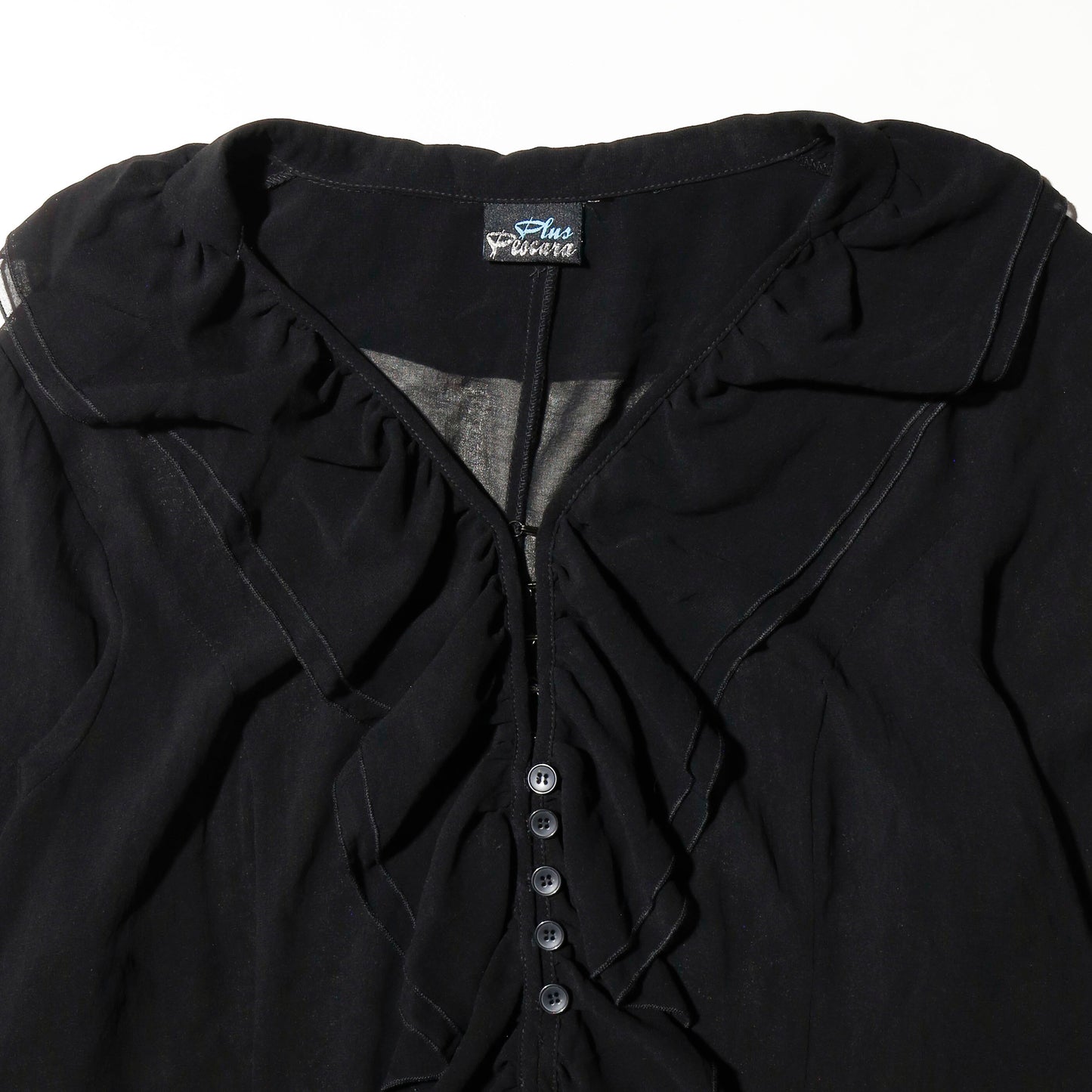 vintage ruffle sheer drape blouse