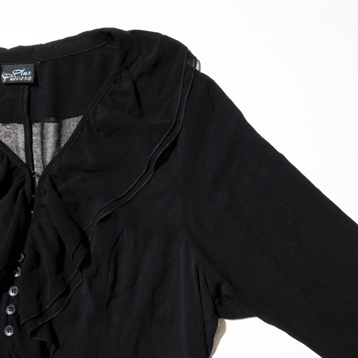 vintage ruffle sheer drape blouse