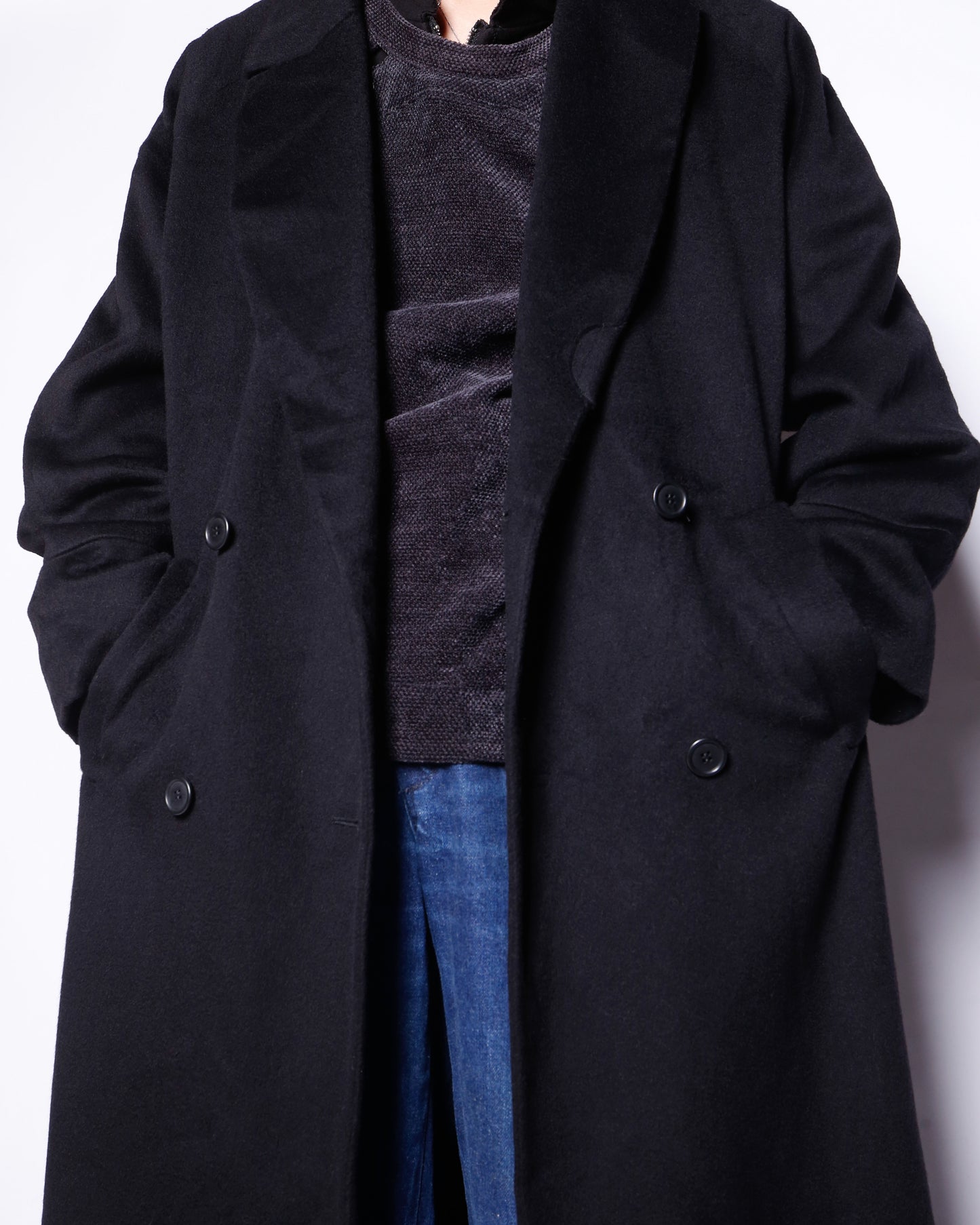 vintage calvin klein super long double breasted wool coat