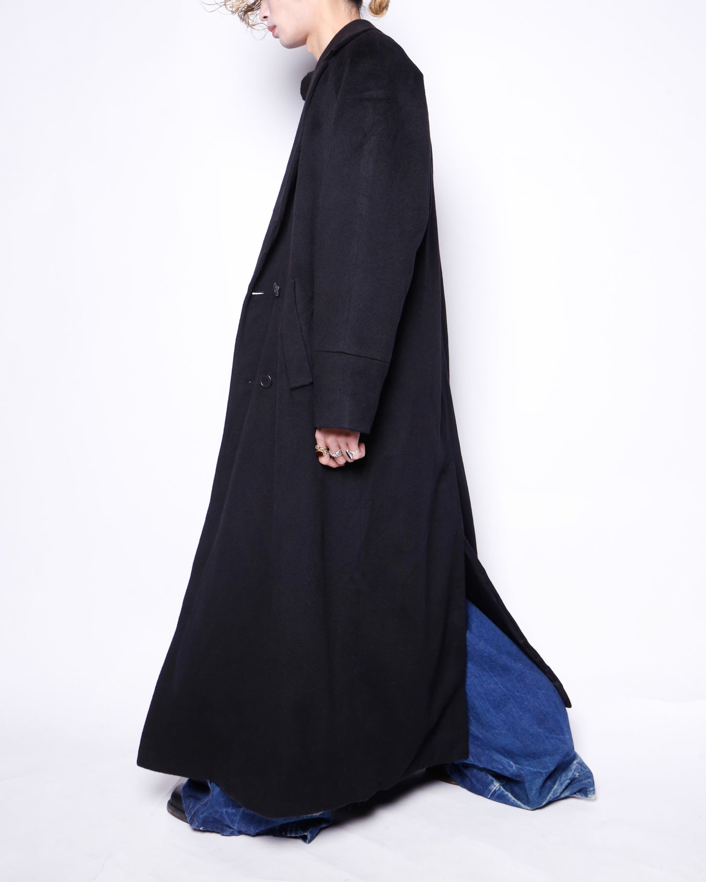 vintage calvin klein super long double breasted wool coat