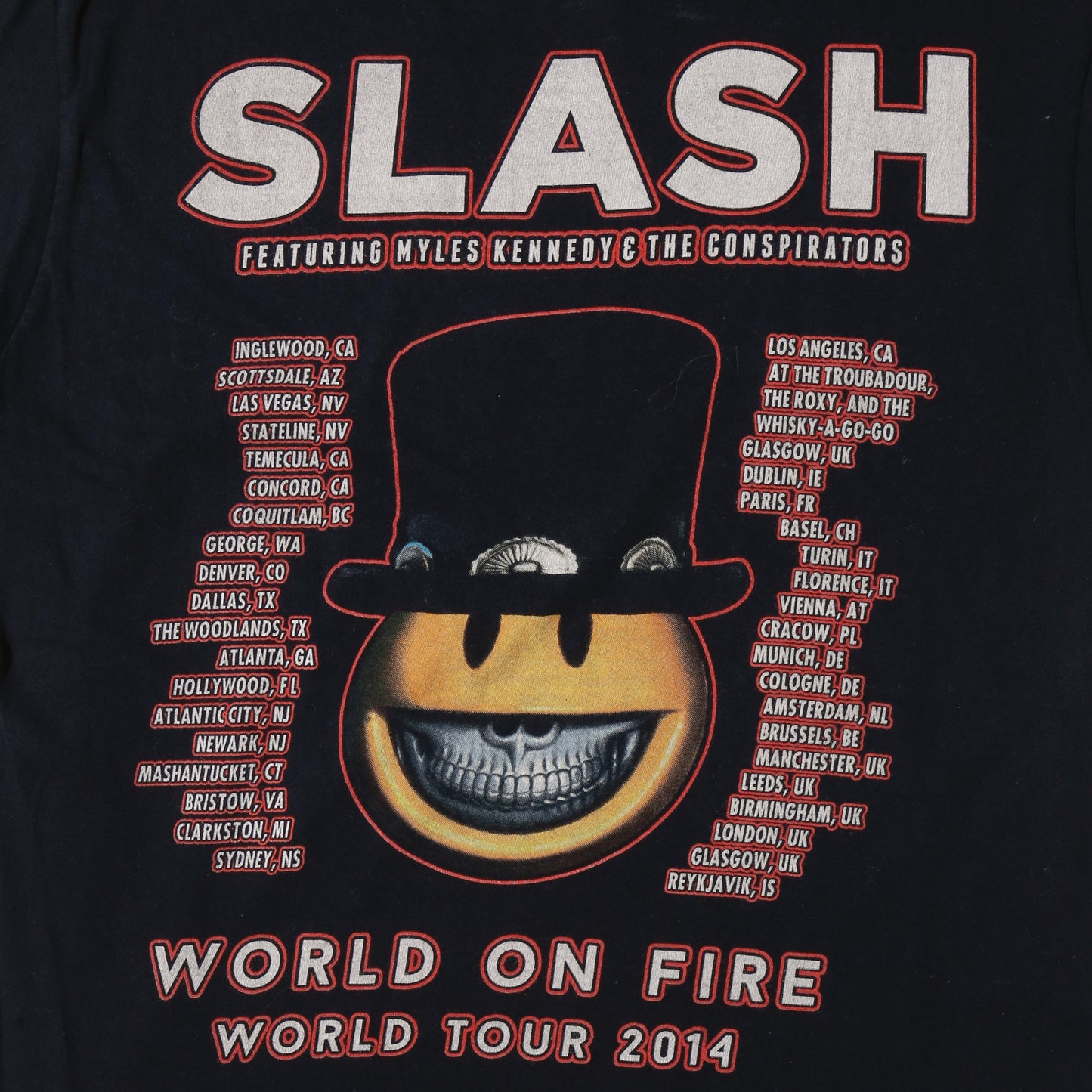 vintage 2014's slash world on fire tour t-shirt