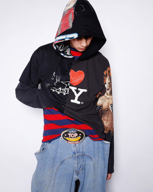 *one-off hooded hybrid cut sew