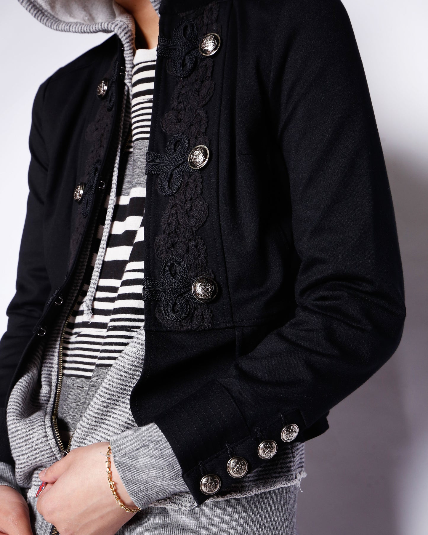vintage cropped frog closure napoleon jacket