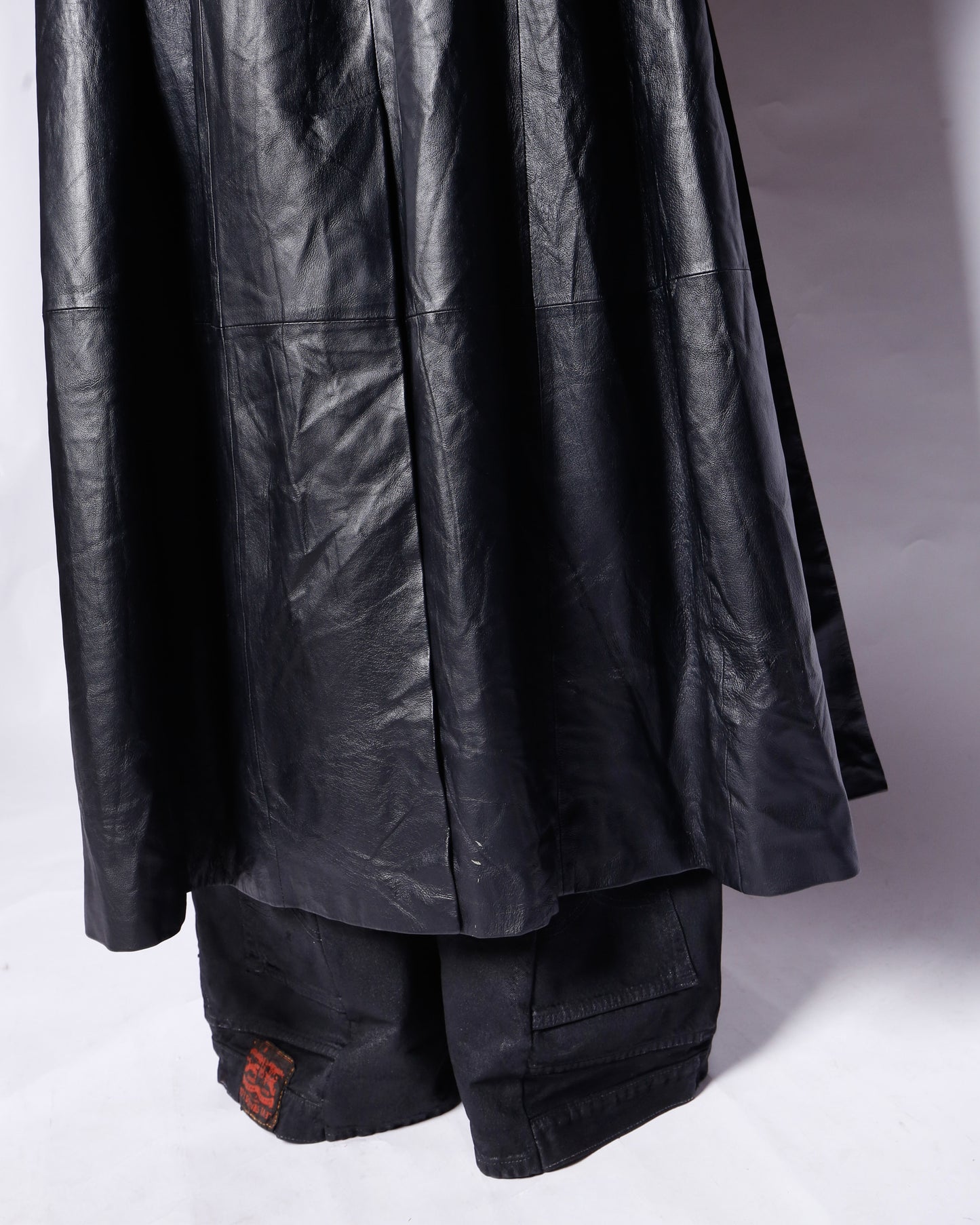 vintage super long leather chesterfield coat