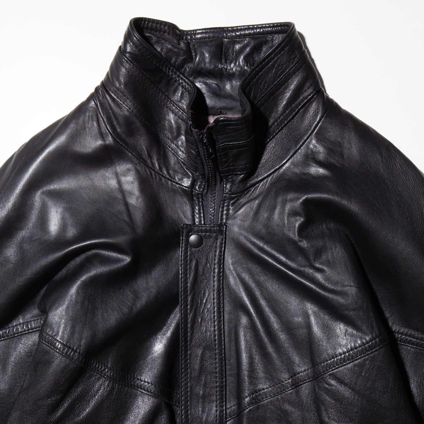 vintage Austin London loose stand collar leather jacket