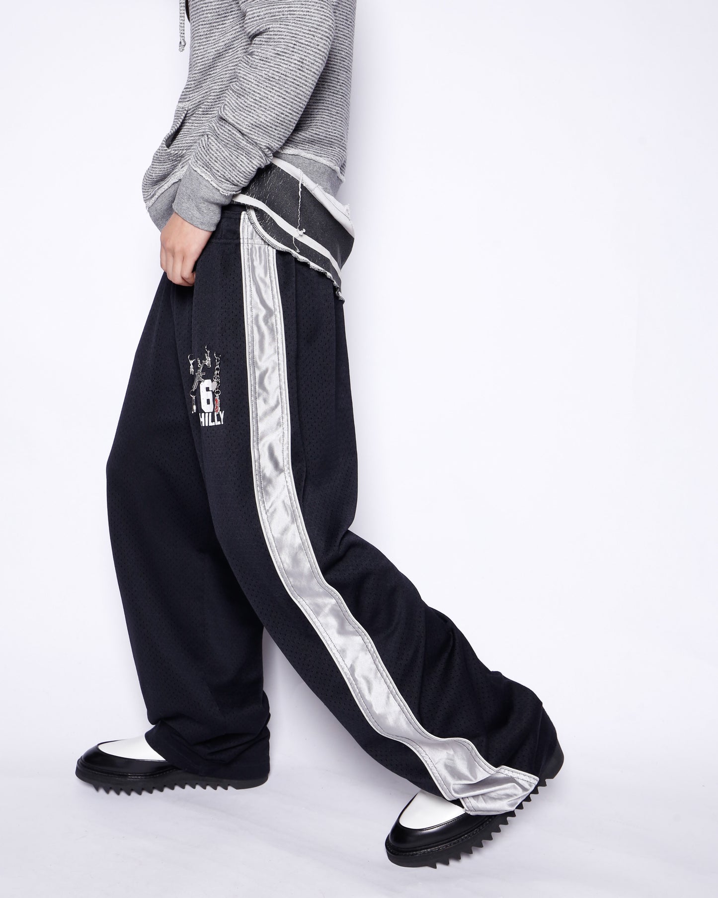 *one-off custom silver line jogger trousers