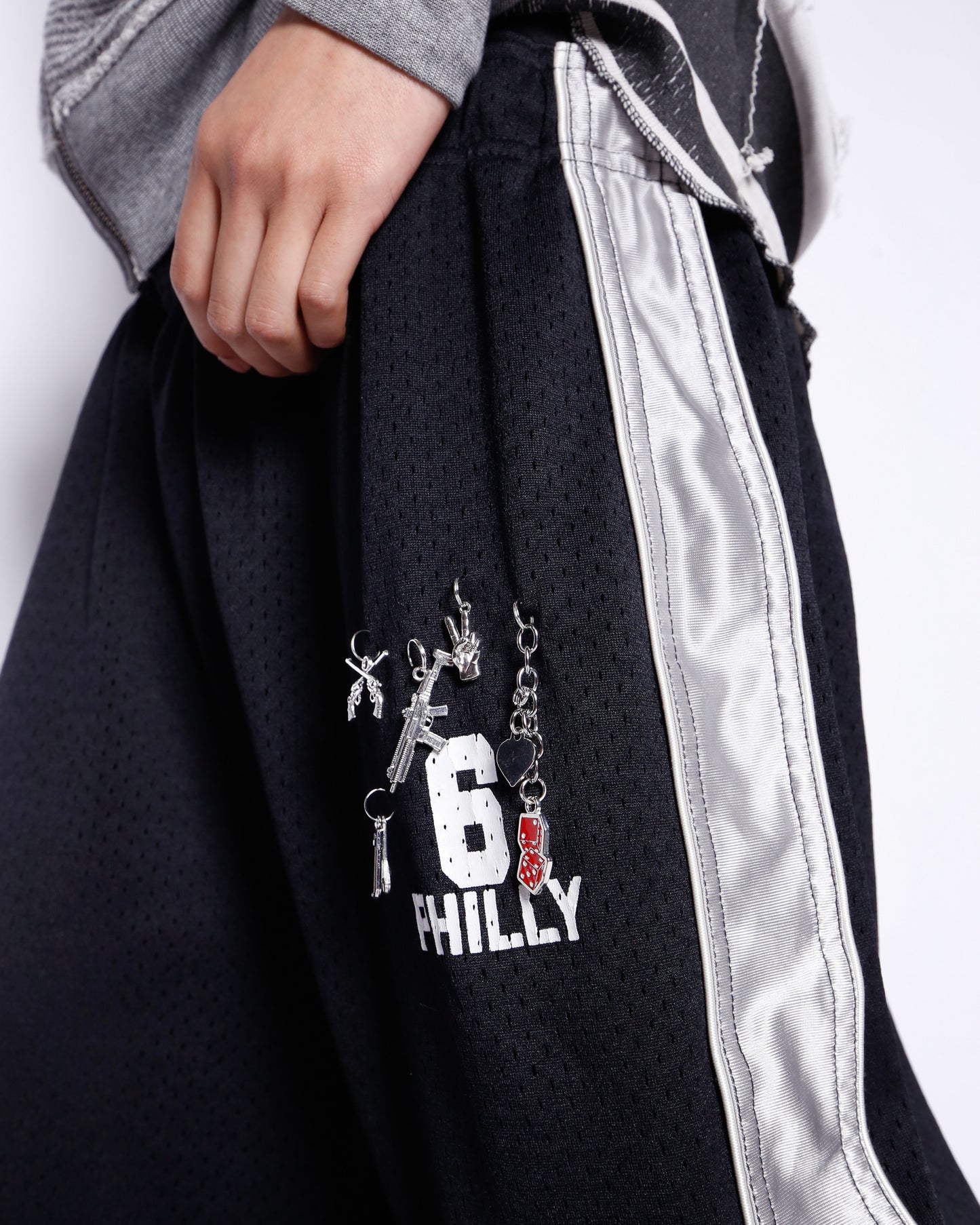 *one-off custom silver line jogger trousers
